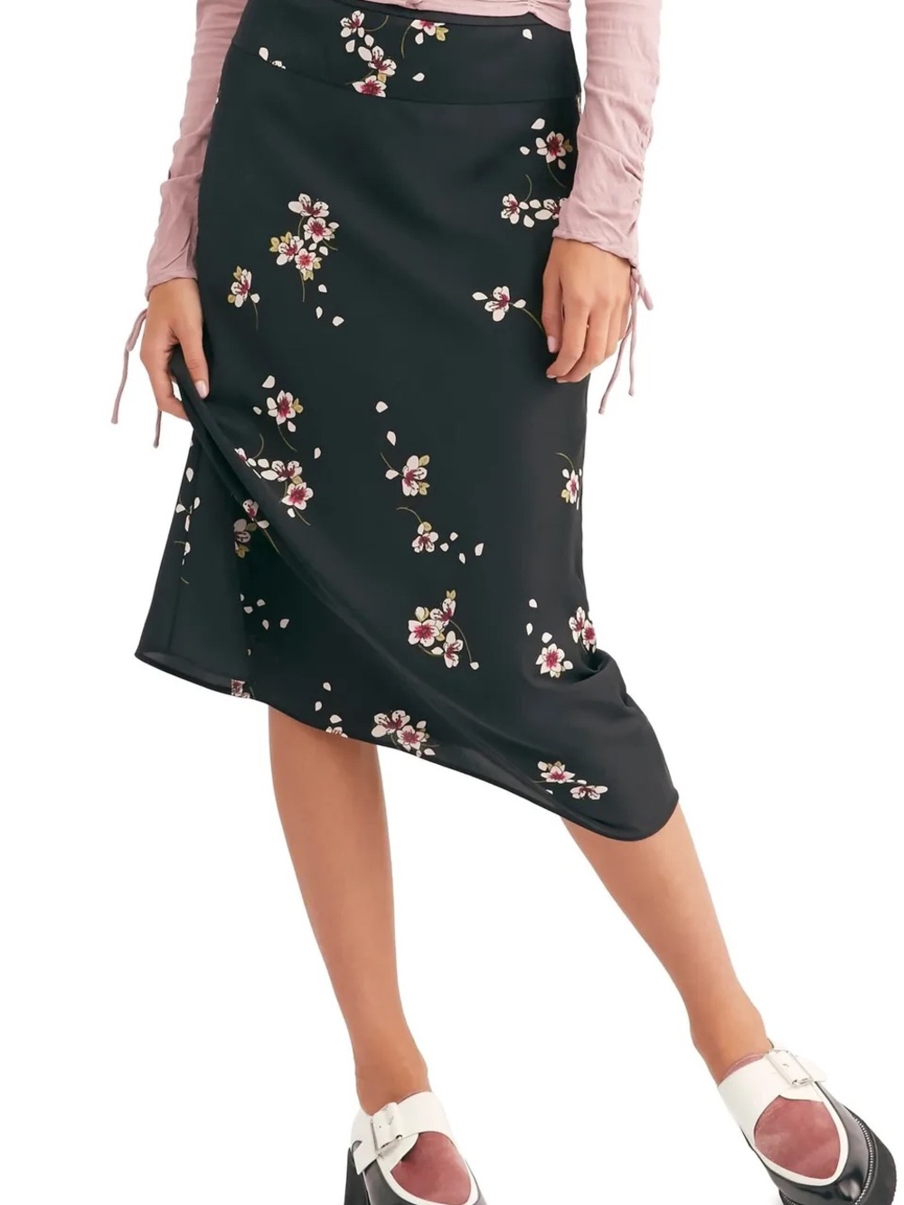 Free People Normani Bias Printed Skirt Midi Skirt in Fallen Petal